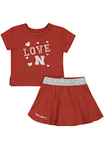Toddler Girls Nebraska Cornhuskers Red Colosseum Cloud Kingdom Top and Bottom Set