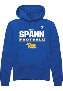 Deuce Spann Rally Mens Blue Pitt Panthers NIL Stacked Box Player Hood
