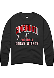 Logan Wilson Cincinnati Bearcats Mens Black Football NIL Arch Logo Player Crew