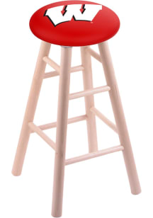 Brown Wisconsin Badgers Round Cushion Maple Pub Stool