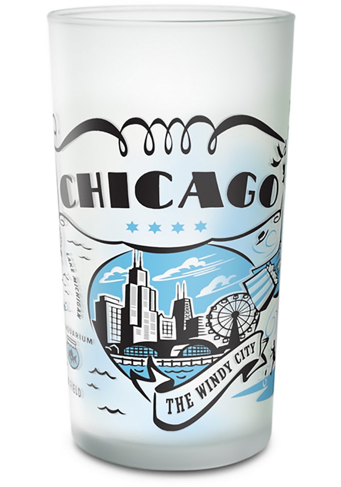 Chicago Frosted Glass Pint Glass