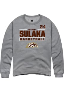 Michael Sulaka Rally Mens Grey Western Michigan Broncos NIL Stacked Box Player Crew