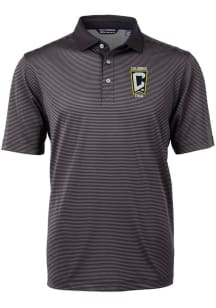 Cutter and Buck Columbus Crew Mens Black Virtue Eco Pique Micro Stripe Short Sleeve Polo