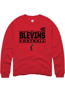 Ben Blevins Rally Mens Red Cincinnati Bearcats NIL Stacked Box Player Crew