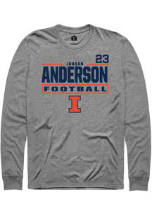 Jordan Anderson Mens Graphite Illinois Fighting Illini NIL Stacked Box Long Sleeve Player T Shirt