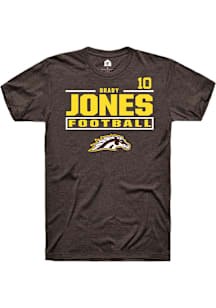 Brady Jones Western Michigan Broncos Brown Football NIL Stacked Box Short Sleeve Player T Shirt
