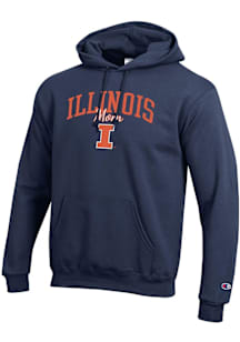Champion Illinois Fighting Illini Mens Navy Blue Mom Script Powerblend Long Sleeve Hoodie