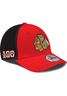 New Era Chicago Blackhawks Mens Red Centennial 39THIRTY Neo Flex Hat