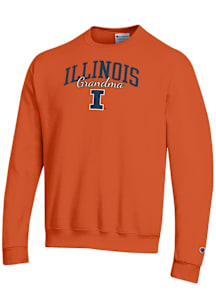 Champion Illinois Fighting Illini Mens Orange Grandma Script Powerblend Long Sleeve Crew Sweatshir..