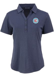 Cutter and Buck Chicago Fire Womens Navy Blue Forge Eco Polo Short Sleeve Polo Shirt