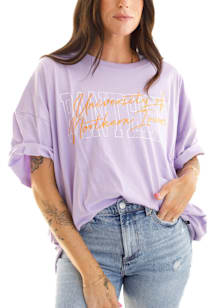 Gameday Social Northern Iowa Panthers Womens Lavender Owen Outline Short Sleeve T-Shirt