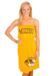 Original Retro Brand Missouri Tigers Juniors Gold Strapless Short Sleeve Dress