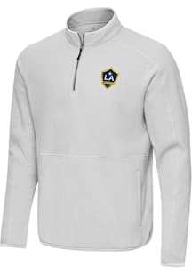 Antigua LA Galaxy Mens Ash Step Up Long Sleeve Qtr Zip Pullover