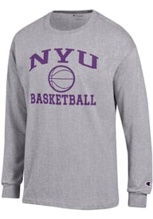 Champion NYU Violets Grey Basketball Jersey Long Sleeve T Shirt