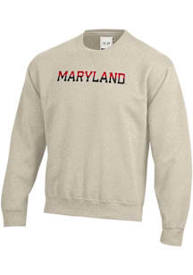 Maryland Terrapins Mens Oatmeal Big Cotton Long Sleeve Crew Sweatshirt