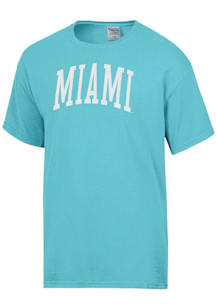 ComfortWash Miami Hurricanes Light Blue Arch Garment Dyed Short Sleeve T Shirt