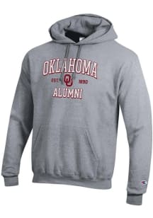 Champion Oklahoma Sooners Mens Grey Est Alumni Powerblend Long Sleeve Hoodie