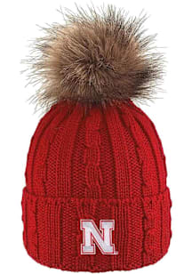 LogoFit Nebraska Cornhuskers Red Alps Pom Womens Knit Hat