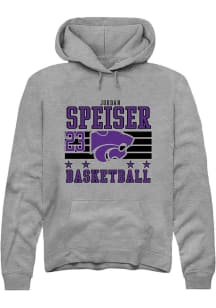 Jordan Speiser Rally Mens Grey K-State Wildcats NIL Striped Player Hood