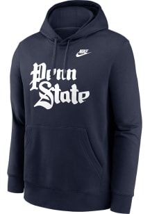 Mens Penn State Nittany Lions Navy Blue Nike Throwback Hooded Sweatshirt