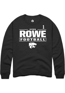 Jayden Rowe Rally Mens Black K-State Wildcats NIL Stacked Box Player Crew