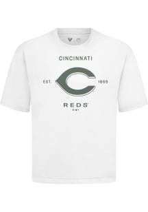 Levelwear Cincinnati Reds White Signature Knit Crossway Short Sleeve Fashion T Shirt