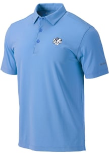 Columbia North Carolina Tar Heels Mens Light Blue Vault Heat Seal Omni Wick Drive Short Sleeve Pol..
