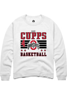 Gabe Cupps Rally Mens White Ohio State Buckeyes NIL Striped Player Crew