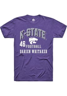 Darien Whitaker Rally Mens Purple K-State Wildcats NIL Arch Logo Player T Shirt