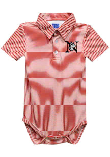 Vive La Fete Northeastern Huskies Baby Red Pencil Stripe Short Sleeve One Piece Polo