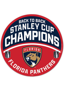 Florida Panthers 2025 NHL Stanley Cup Champions Round Wood Sign - Red