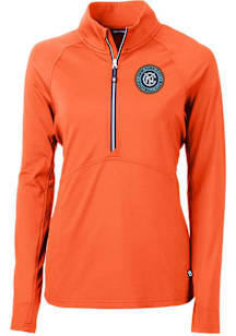 Cutter and Buck New York City FC Womens Orange Adapt Eco Qtr Zip Pullover