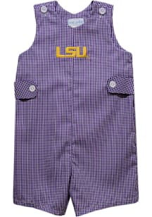 Vive La Fete LSU Tigers Baby Purple Gingham Overalls
