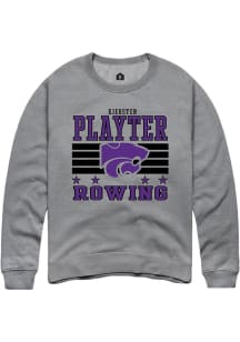 Kiersten Playter Rally Mens Grey K-State Wildcats NIL Striped Player Crew