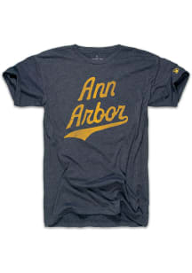The Mitten State Ann Arbor Navy Blue Script Wordmark Short Sleeve Fashion T Shirt