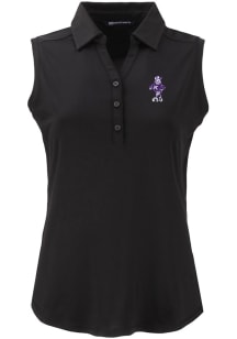 Womens K-State Wildcats Black Cutter and Buck Vintage Forge Eco Polo Shirt