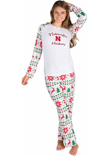 Concepts Sport Nebraska Cornhuskers Womens White Holiday Tidings PJ Set