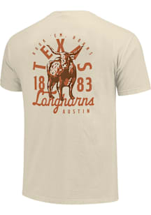 Texas Longhorns Ivory Mascot Overlay Short Sleeve T Shirt