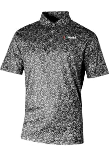 Columbia Miami Hurricanes Mens Black Heat Seal Westside Country Short Sleeve Polo