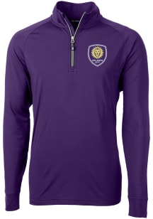 Cutter and Buck Orlando City SC Mens Purple Adapt Eco Knit Long Sleeve Qtr Zip Pullover