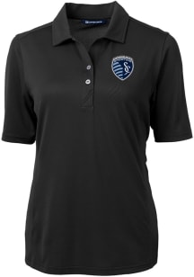 Cutter and Buck Sporting Kansas City Womens Black Virtue Eco Pique Short Sleeve Polo Shirt