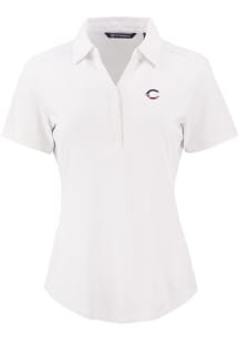 Cutter and Buck Cincinnati Reds Womens White Stars and Stripes Forge Eco Polo Short Sleeve Polo Sh..