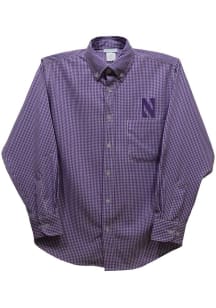 Youth Northwestern Wildcats Purple Vive La Fete Gingham Long Sleeve Polo