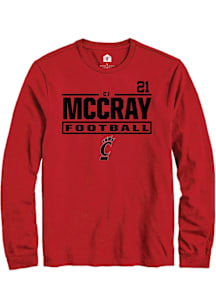 CJ McCray Cincinnati Bearcats Red Football NIL Stacked Box Long Sleeve Player T Shirt