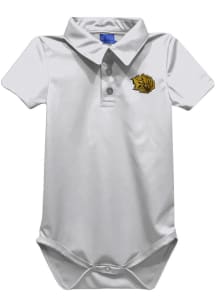 Vive La Fete Arkansas Pine Bluff Golden Lions Baby White Team Short Sleeve One Piece Polo