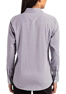 Cutter and Buck Harvard Crimson Womens Epic Confidence Gingham Long Sleeve Black Dress Shirt