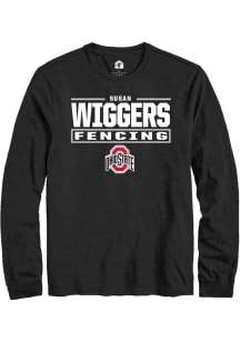Susan Wiggers Mens Black Ohio State Buckeyes NIL Stacked Box Long Sleeve Player T Shirt
