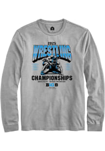 Mens Big Ten Grey Rally 2025 Wrestling Championship Tee