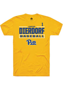 Carter Dierdorf Rally Mens Gold Pitt Panthers NIL Stacked Box Player T Shirt