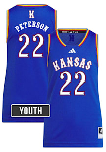 Darryn Peterson  Adidas Kansas Jayhawks Youth NIL Name And Number Blue Basketball Jersey